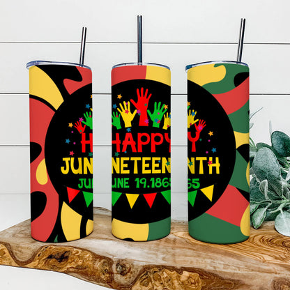 Happy Juneteenth June 19.1865 - Juneteenth Tumbler - Stainless Steel Tumbler - 20 oz Skinny Tumbler - Tumbler For Cold Drinks - Ciaocustom