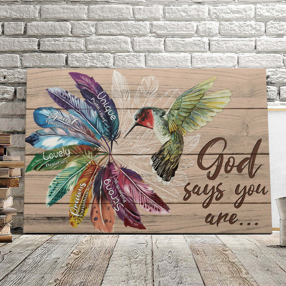 Hummingbirds God Says You Are - Christian Canvas Prints - Faith Canvas - Bible Verse Canvas - Ciaocustom