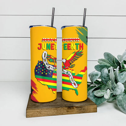 Eagle And Flag - Juneteenth Tumbler - Stainless Steel Tumbler - 20 oz Skinny Tumbler - Tumbler For Cold Drinks - Ciaocustom