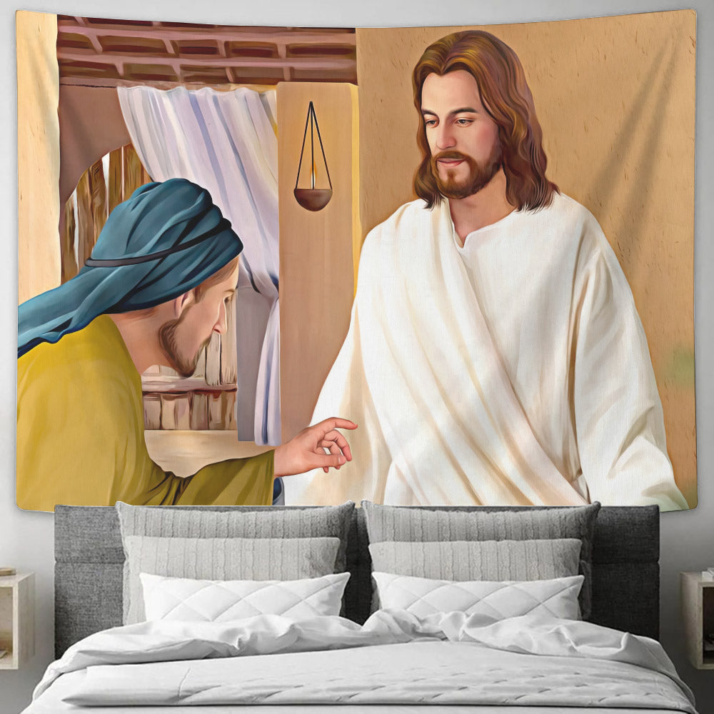 Jesus Appears To Thomas - Religious Wall Decor - Christian Tapestry - Christian Tapestry Wall Hanging - Ciaocustom