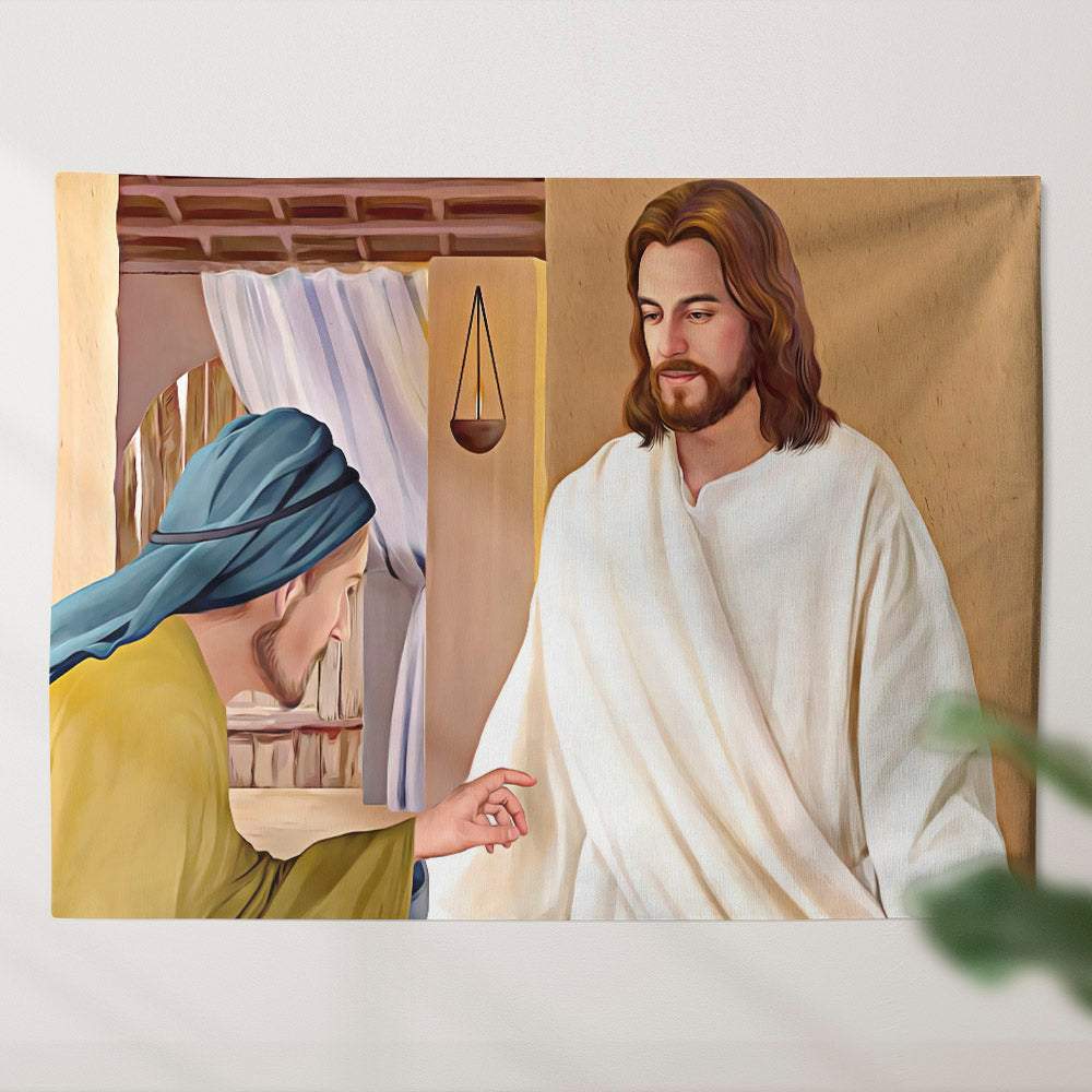 Jesus Appears To Thomas - Religious Wall Decor - Christian Tapestry - Christian Tapestry Wall Hanging - Ciaocustom