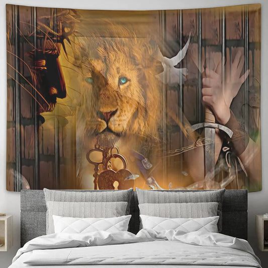 Lion Of Judah Jesus - Religious Wall Decor - Christian Tapestry - Christian Tapestry Wall Hanging - Ciaocustom