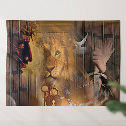 Lion Of Judah Jesus - Religious Wall Decor - Christian Tapestry - Christian Tapestry Wall Hanging - Ciaocustom