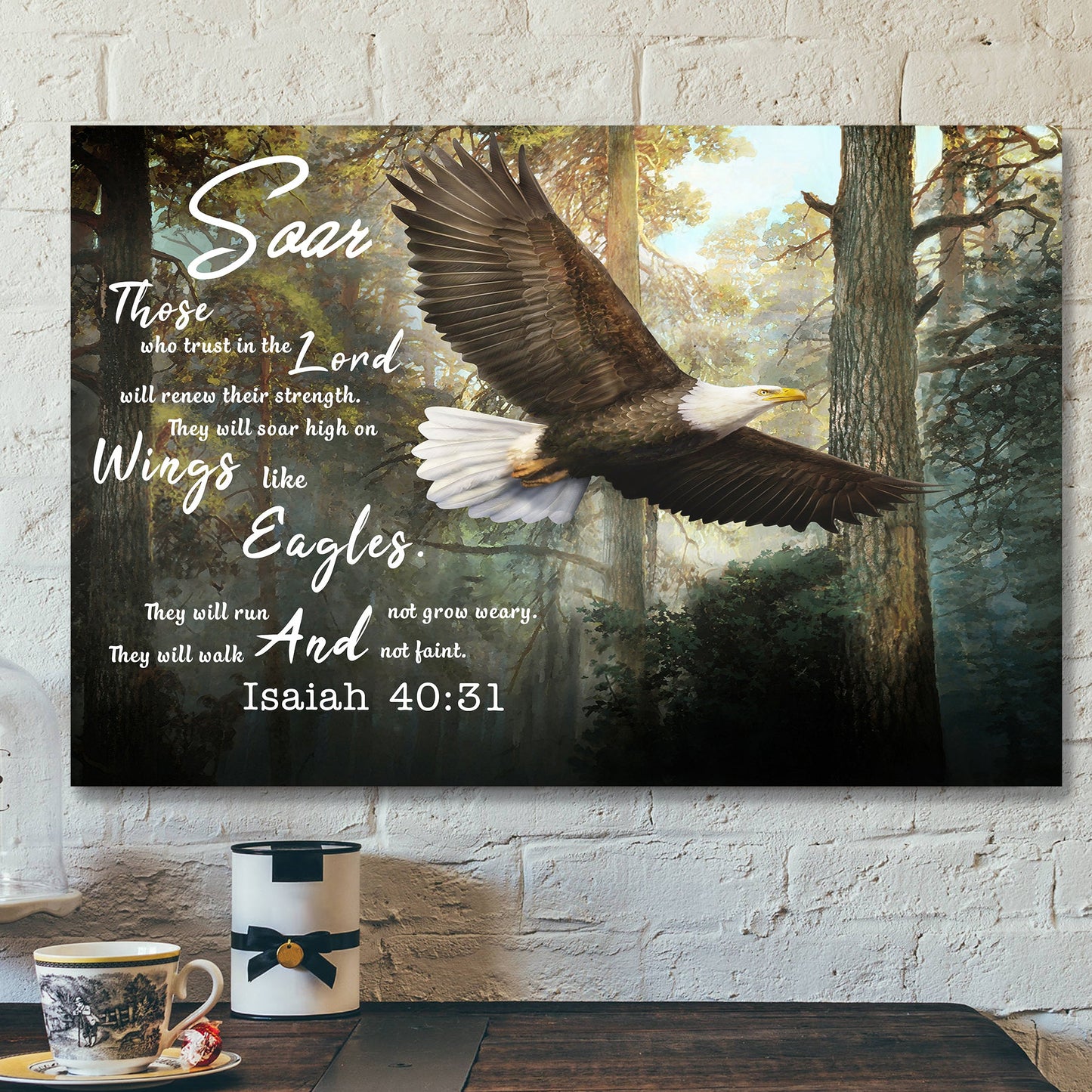 Soar On Wings Like Eagles Canvas - Christian Wall Art - Bible Verse Wall Art - Ciaocustom