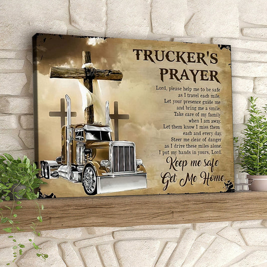 Trucker's Prayer - Cross - Christian Canvas Prints - Faith Canvas - Bible Verse Canvas - Ciaocustom