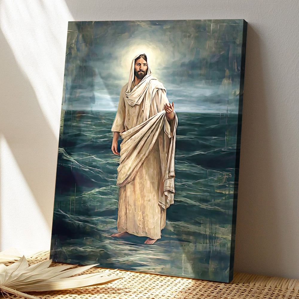 Bulldog Leather Works Jesus Decor Canvas Wall Art, Abstract Christ Cross  Artwork Portrait Poster God Walking On Water Inspirational Painting Modern