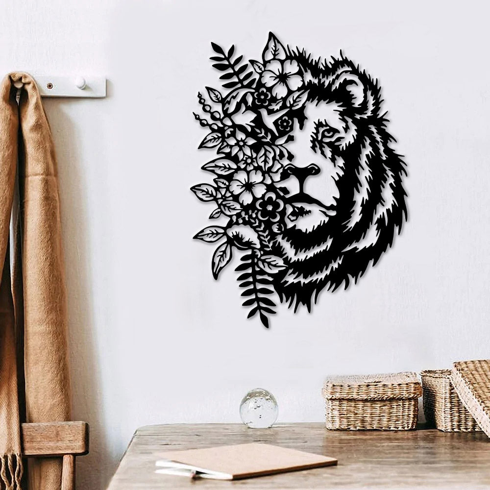 Flower Lion Metal Wall Art - Lion Head Metal Wall Art - Metal Lion Wall Art - Metal Wall Decor - Animal Art - Ciaocustom