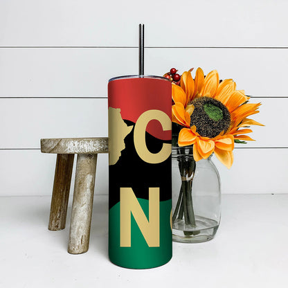 Black King - Juneteenth Tumbler - Stainless Steel Tumbler - 20 oz Skinny Tumbler - Tumbler For Cold Drinks - Ciaocustom