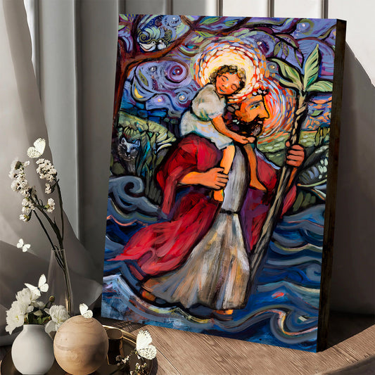 St. Christopher Canvas Wall Art - Religious Wall Decor - Ciaocustom