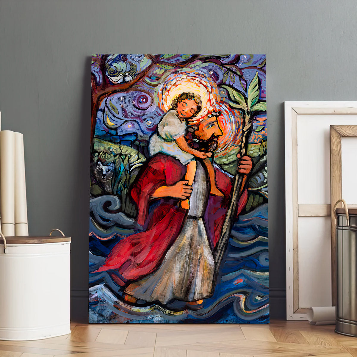 St. Christopher Canvas Wall Art - Religious Wall Decor - Ciaocustom