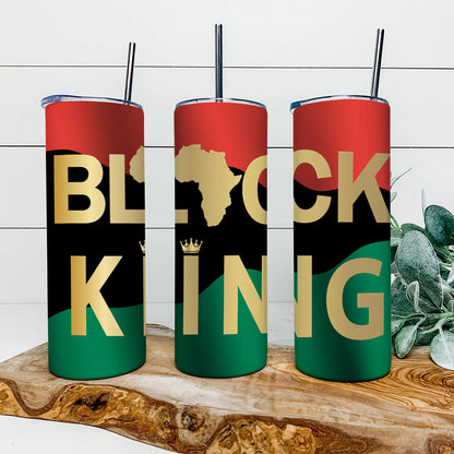 Black King - Junteenth Tumbler - Stainless Steel Tumbler - 20 oz Skinny Tumbler - Tumbler For Cold Drinks - Ciaocustom