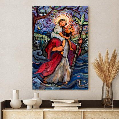 St. Christopher Canvas Wall Art - Religious Wall Decor - Ciaocustom