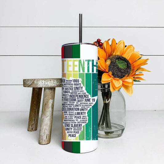 Juneteenth 1865 - Juneteenth Tumbler - Stainless Steel Tumbler - 20 oz Skinny Tumbler - Tumbler For Cold Drinks - Ciaocustom