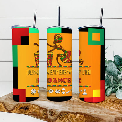 Juneteenth Dance - Juneteenth Tumbler - Stainless Steel Tumbler - 20 oz Skinny Tumbler - Tumbler For Cold Drinks - Ciaocustom