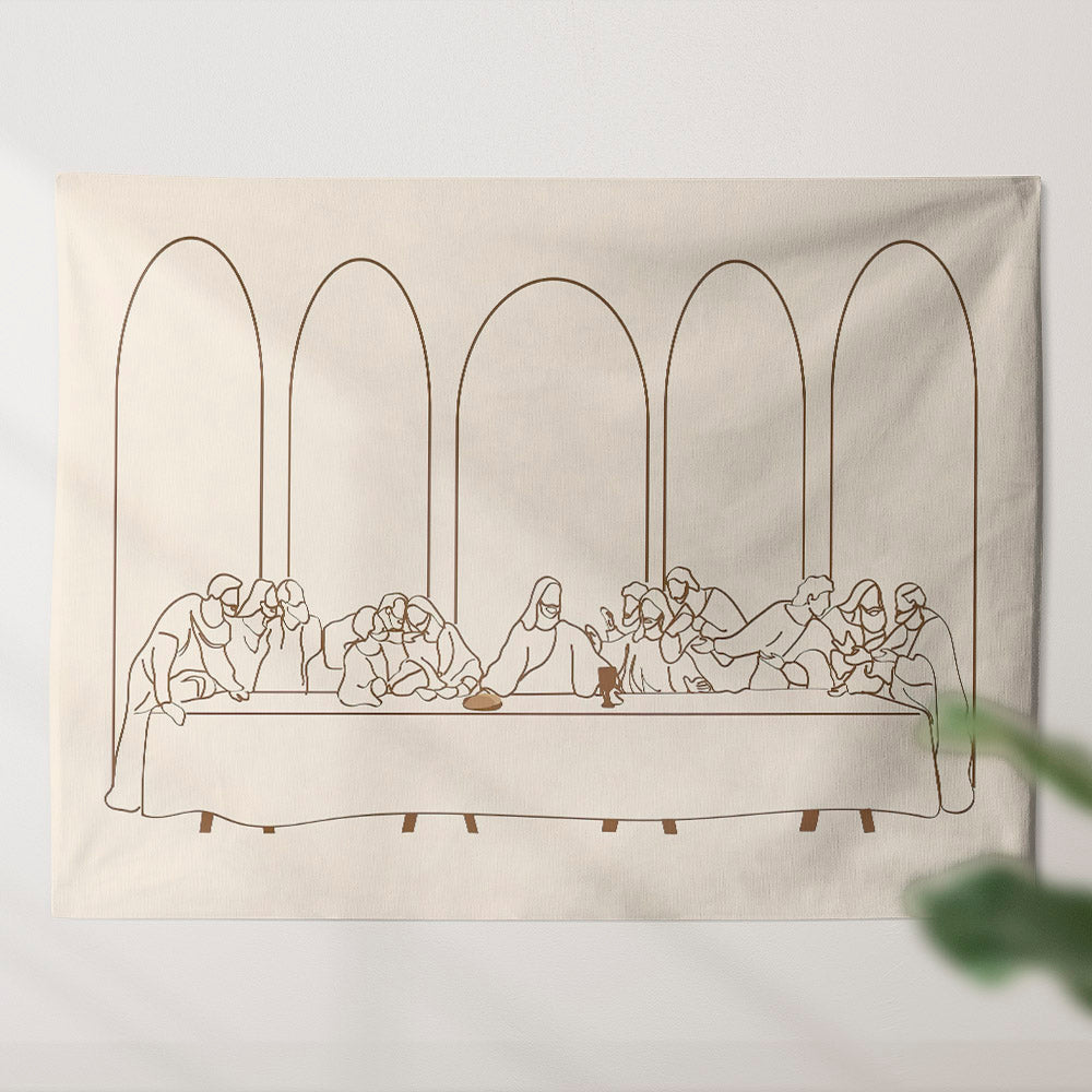 The Last Supper Sketch Drawing Tapestry - Christian Tapestry - Jesus Wall Tapestry - Religious Tapestry Wall Hangings - Bible Verse Tapestry - Ciaocustom