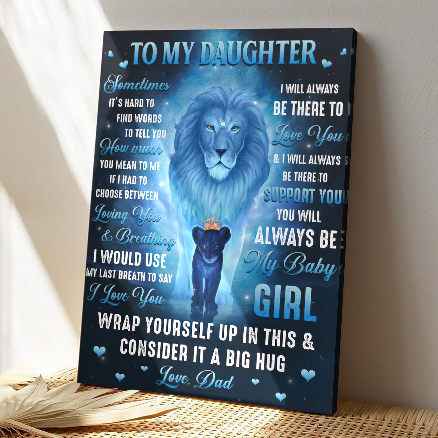 Lion Dad To My Daughter -  I Will Always Be There To Love You - Dad Daughter Canvas Prints -  Best Gift For Daughter - Ciaocustom