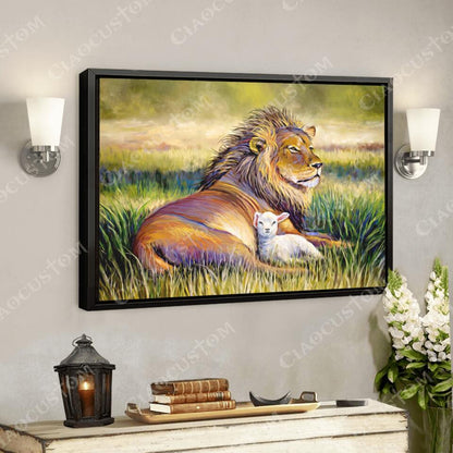 Lion And Lamb - Christian Gift - Jesus Canvas Painting - Jesus Canvas Art - Scripture Canvas - Ciaocustom