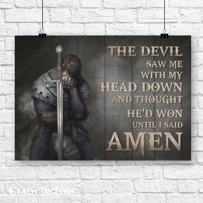 The Devil Saw Me With My Head Down - Bible Verse Canvas - Christian Canvas Wall Art - God Canvas - Ciaocustom