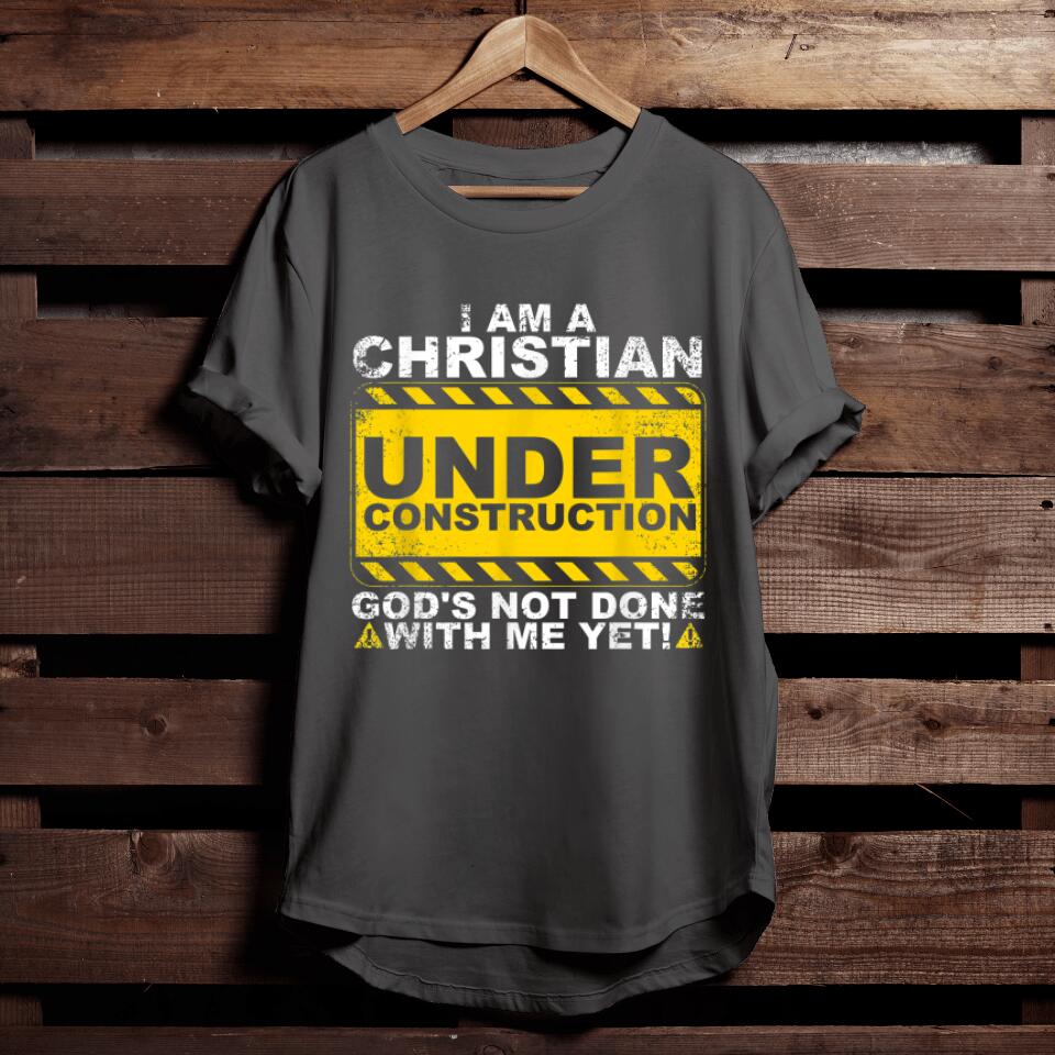 Funny Christian Under Construction Gift Catholic Men Women T-Shirt - Religious Shirts For Men & Women - Ciaocustom