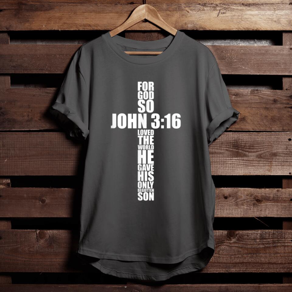 John 3_16 Christian Cross Saying Religious Bible Verse Gifts T-Shirt - Religious Shirts For Men & Women - Ciaocustom