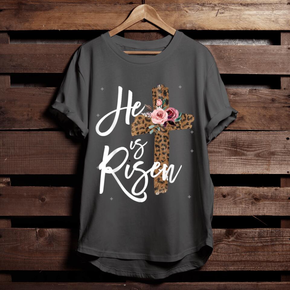 He has Risen Easter Day Shirt Jesus Cross Leopard Plus Size T-Shirt - Religious Shirts For Men & Women - Ciaocustom