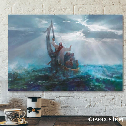 Jesus Calms the Storm Painting - Jesus Wall Pictures - Jesus Canvas Wall Art - Christian Gifts - Ciaocustom