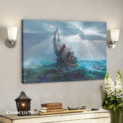 Jesus Calms the Storm Painting - Jesus Wall Pictures - Jesus Canvas Wall Art - Christian Gifts - Ciaocustom