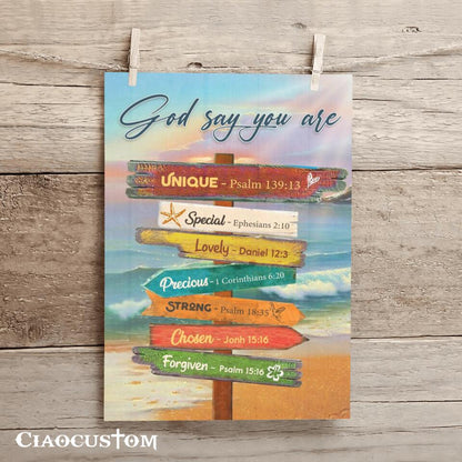 God Says You Are - Bible Verse Canvas - Jesus Canvas Wall Art - Christian Gift - Christian Canvas Wall Art - Ciaocustom