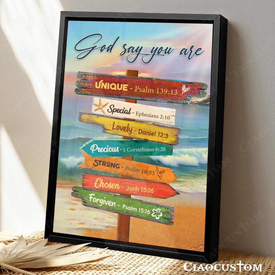 God Says You Are - Bible Verse Canvas - Jesus Canvas Wall Art - Christian Gift - Christian Canvas Wall Art - Ciaocustom