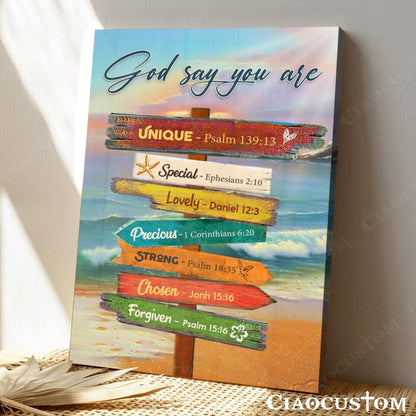 God Says You Are - Bible Verse Canvas - Jesus Canvas Wall Art - Christian Gift - Christian Canvas Wall Art - Ciaocustom