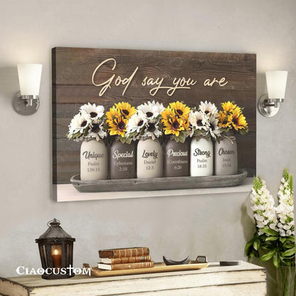 God Says You Are - Flower - Bible Verse Canvas - Jesus Canvas - Christian Gift - Christian Canvas Wall Art - Ciaocustom