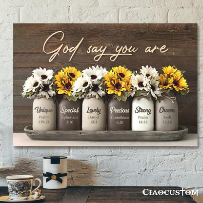 God Says You Are - Flower - Bible Verse Canvas - Jesus Canvas - Christian Gift - Christian Canvas Wall Art - Ciaocustom