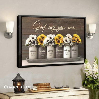 God Says You Are - Flower - Bible Verse Canvas - Jesus Canvas - Christian Gift - Christian Canvas Wall Art - Ciaocustom