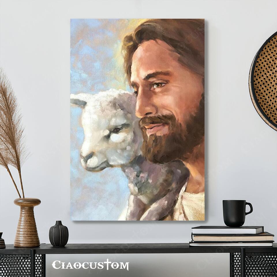 Jesus And Sheep - Jesus Canvas Wall Art - Jesus Wall Pictures - Jesus Canvas Painting - Jesus Poster - Jesus Canvas - Christian Gift - Ciaocustom