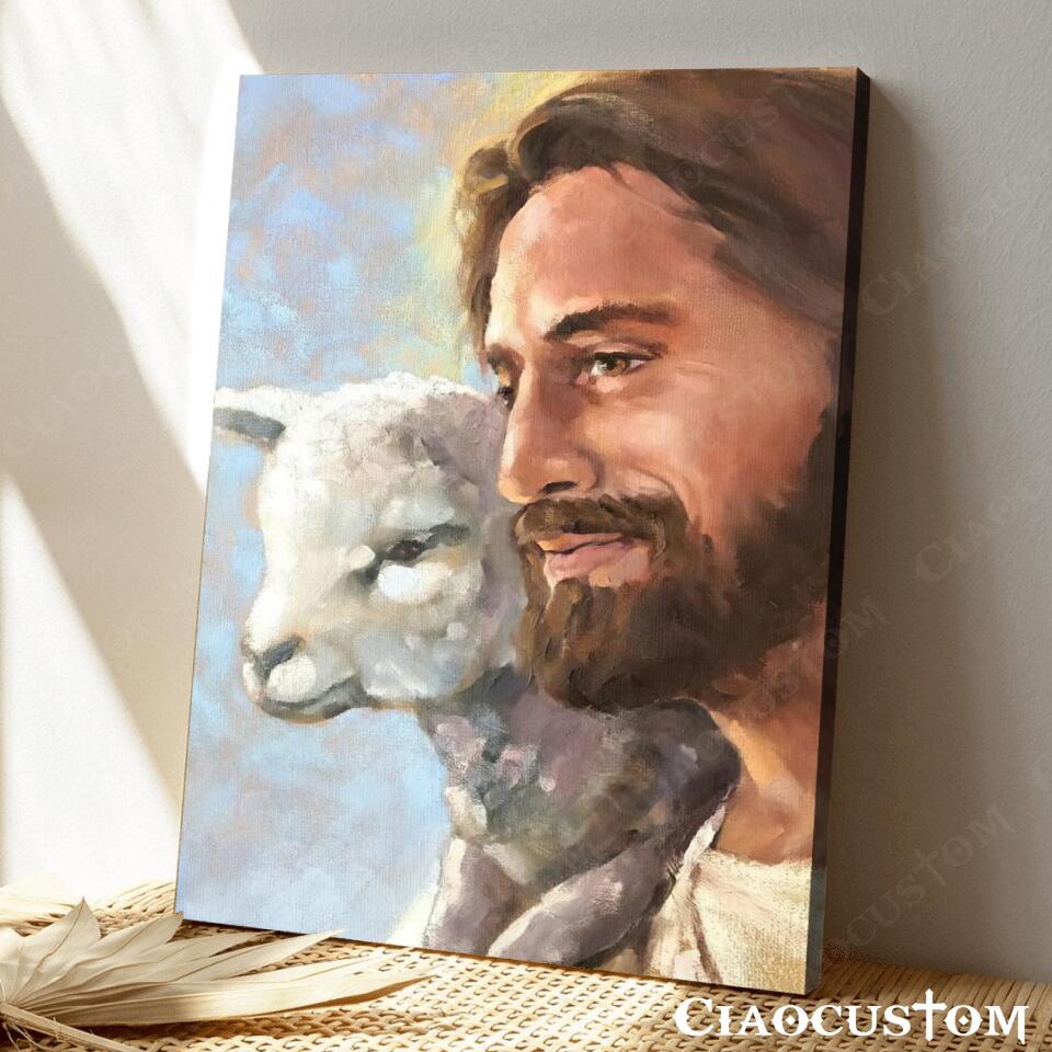 Jesus And Sheep - Jesus Canvas Wall Art - Jesus Wall Pictures - Jesus Canvas Painting - Jesus Poster - Jesus Canvas - Christian Gift - Ciaocustom