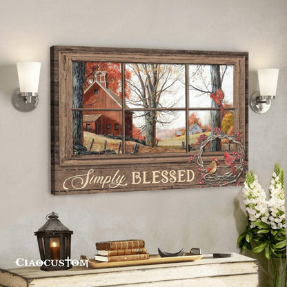 Simply Blessed - Cardinal Bird Painting - Christian Canvas Prints - Bible Verse Canvas - Ciaocustom