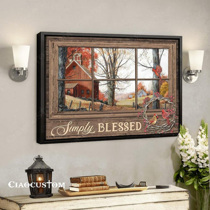 Simply Blessed - Cardinal Bird Painting - Christian Canvas Prints - Bible Verse Canvas - Ciaocustom