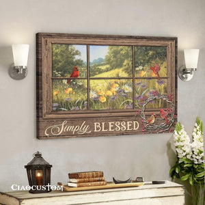 Simply Blessed - Cardinal Bird And Car Painting - Faith Canvas - Bible Verse Canvas - Christian Canvas Wall Art - Christian Gift - Ciaocustom