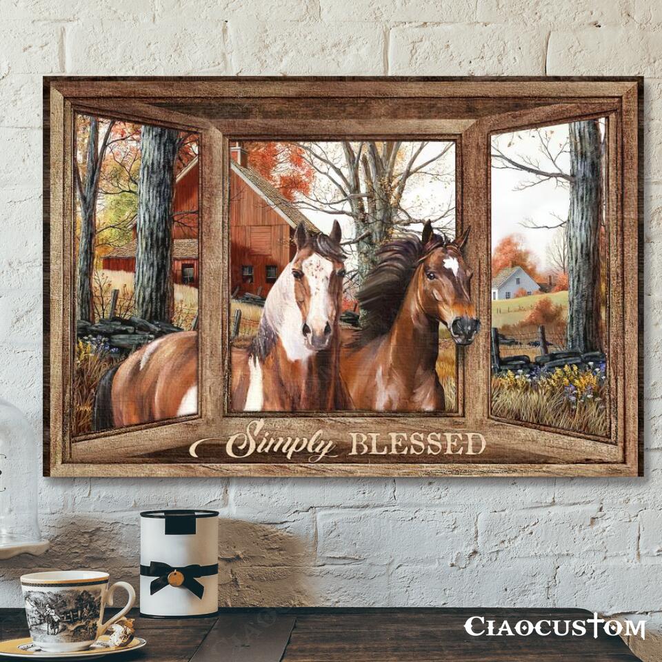 Simply Blessed - Horse And House - Bible Verse Canvas - Christian Canvas Wall Art - Ciaocustom