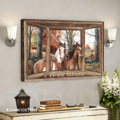 Simply Blessed - Horse And House  - Bible Verse Canvas - Christian Canvas Wall Art - Ciaocustom