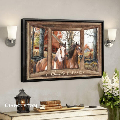 Simply Blessed - Horse And House - Bible Verse Canvas - Christian Canvas Wall Art - Ciaocustom