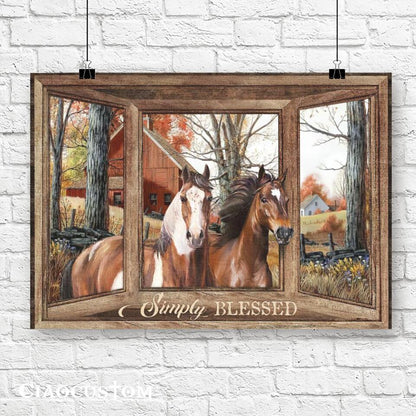 Simply Blessed - Horse And House - Bible Verse Canvas - Christian Canvas Wall Art - Ciaocustom