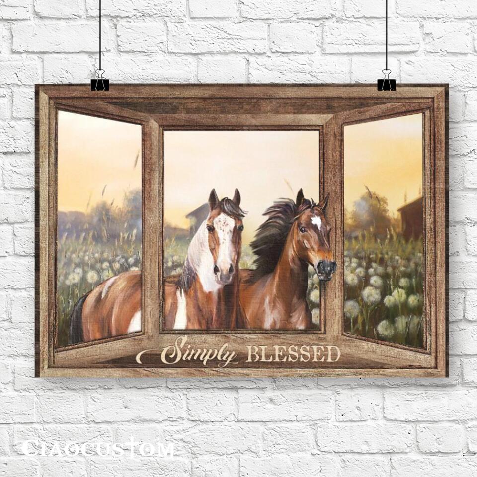 Simply Blessed - Horse - Faith Canvas - Bible Verse Canvas - Christian Canvas Wall Art - Ciaocustom