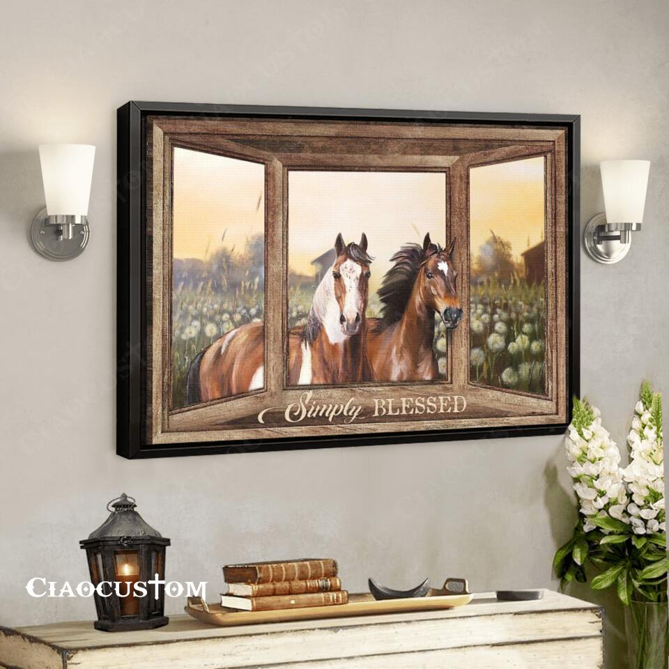 Simply Blessed - Horse - Faith Canvas - Bible Verse Canvas - Christian Canvas Wall Art - Ciaocustom