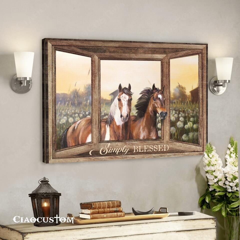 Simply Blessed - Horse - Faith Canvas - Bible Verse Canvas - Christian Canvas Wall Art - Ciaocustom