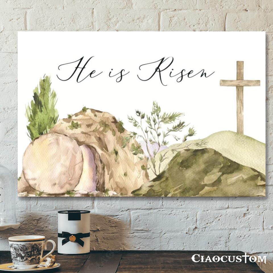 Easter Wall Art - Easter Canvas - He Is Risen - Cross - Jesus Poster - Jesus Canvas - Christian Canvas Art - Christian Gift - Ciaocustom