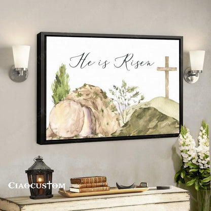 Easter Wall Art - Easter Canvas - He Is Risen - Cross - Jesus Poster - Jesus Canvas - Christian Canvas Art - Christian Gift - Ciaocustom