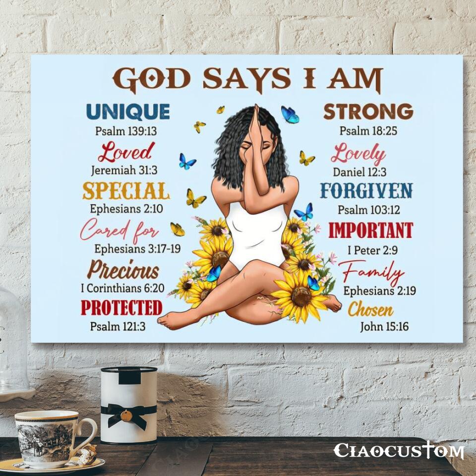 God Says I Am - Sunflowers - Jesus Canvas Wall Art - Bible Verse Canvas - Christian Canvas Wall Art - Ciaocustom