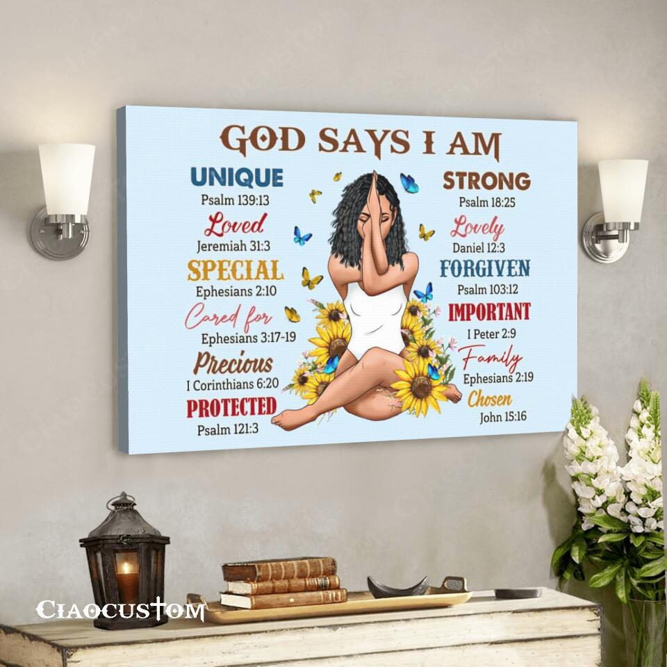 God Says I Am - Sunflowers - Jesus Canvas Wall Art - Bible Verse Canvas - Christian Canvas Wall Art - Ciaocustom