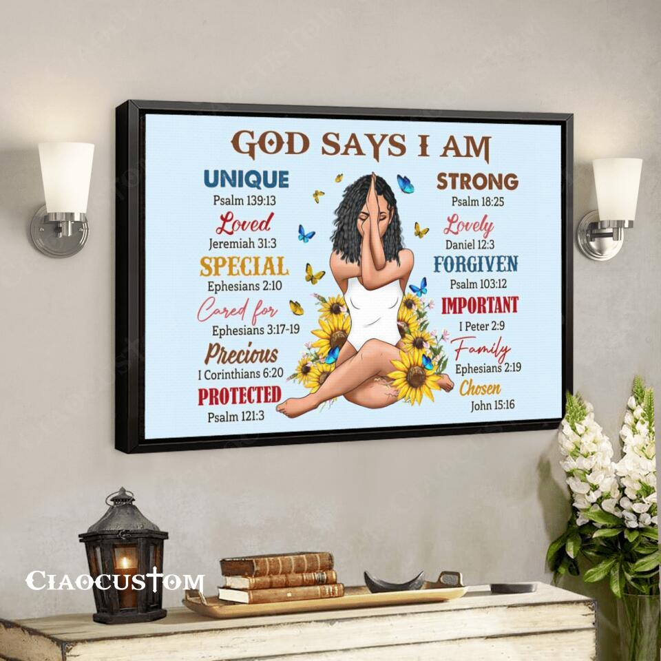 God Says I Am - Sunflowers - Jesus Canvas Wall Art - Bible Verse Canvas - Christian Canvas Wall Art - Ciaocustom